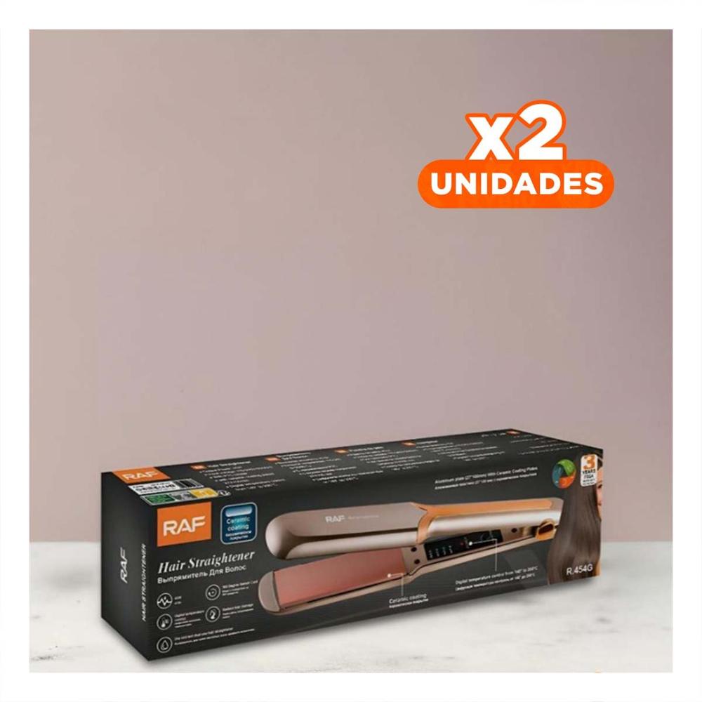 Pack2 Moldeador de Cabello con Placas Lisas para Alisado Suave Color Dorado