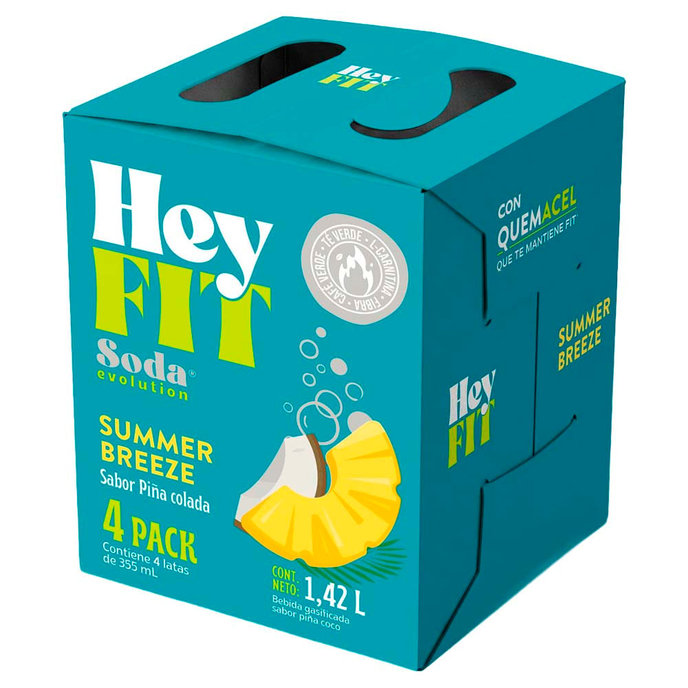 Pack Gaseosa HEY FIT Summer Breeze Lata 355ml Paquete 4un