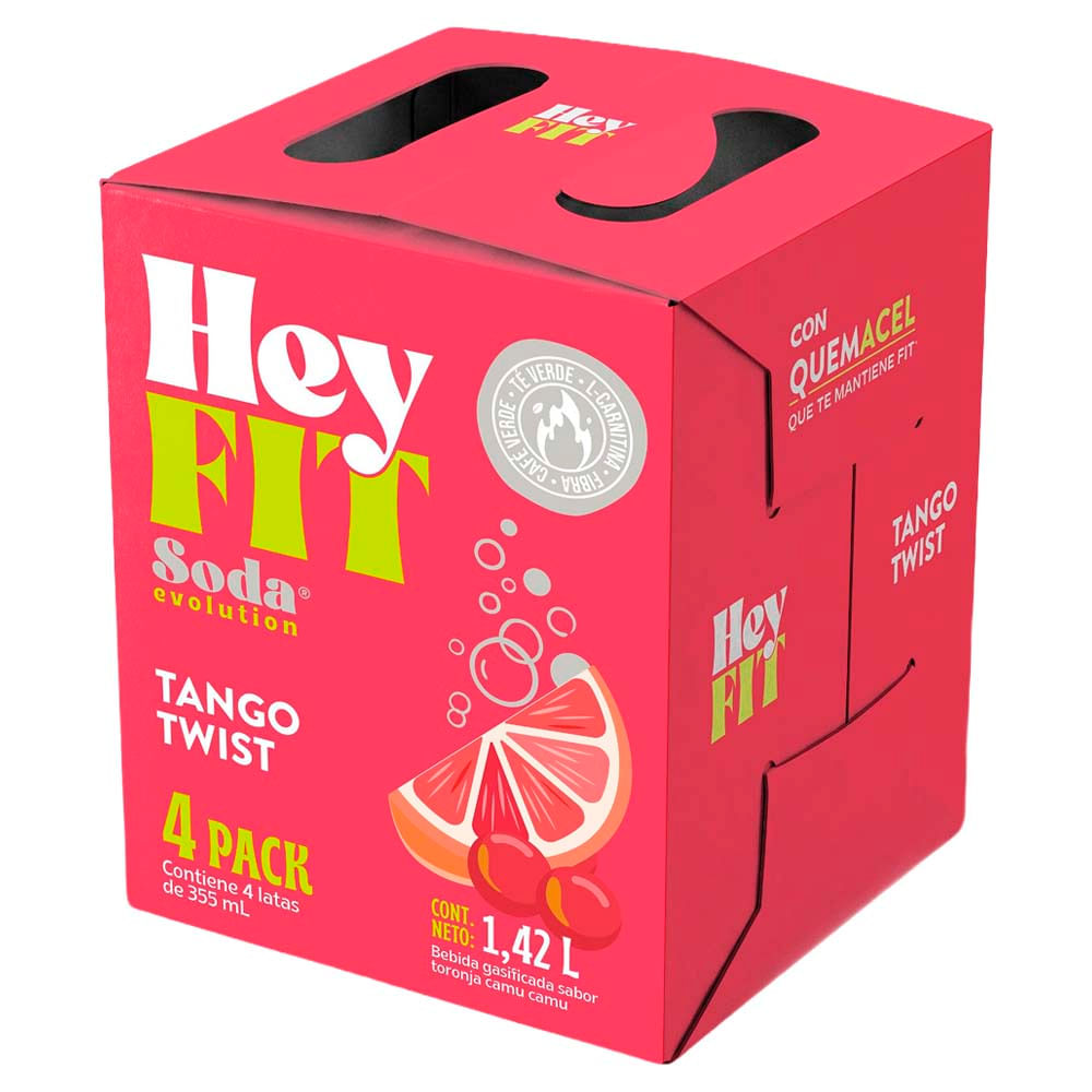 Pack Gaseosa HEY FIT Tango Twist Lata 355ml Paquete 4un