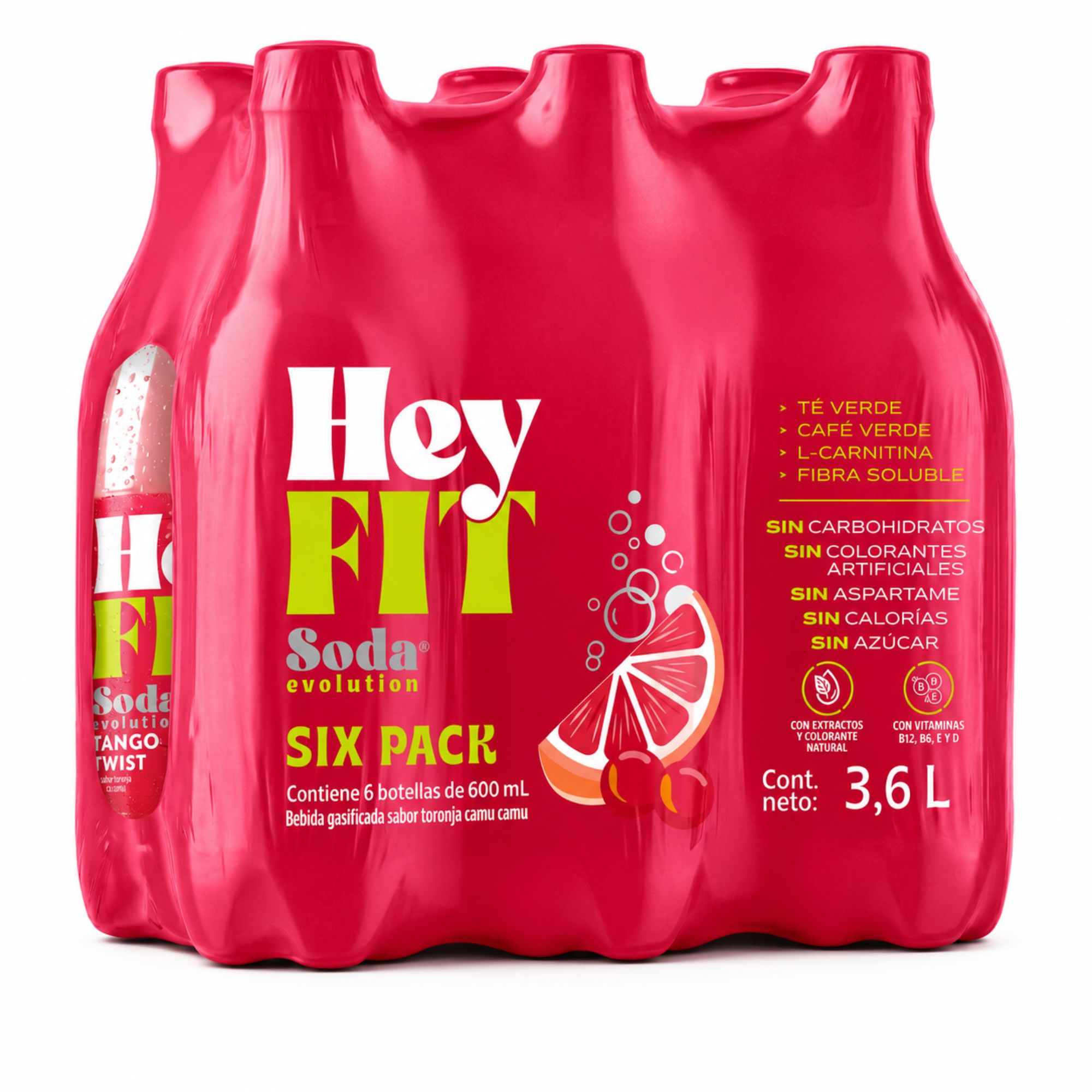 Pack Gaseosa HEY FIT Tango Twist Botella 600ml Paquete 6un