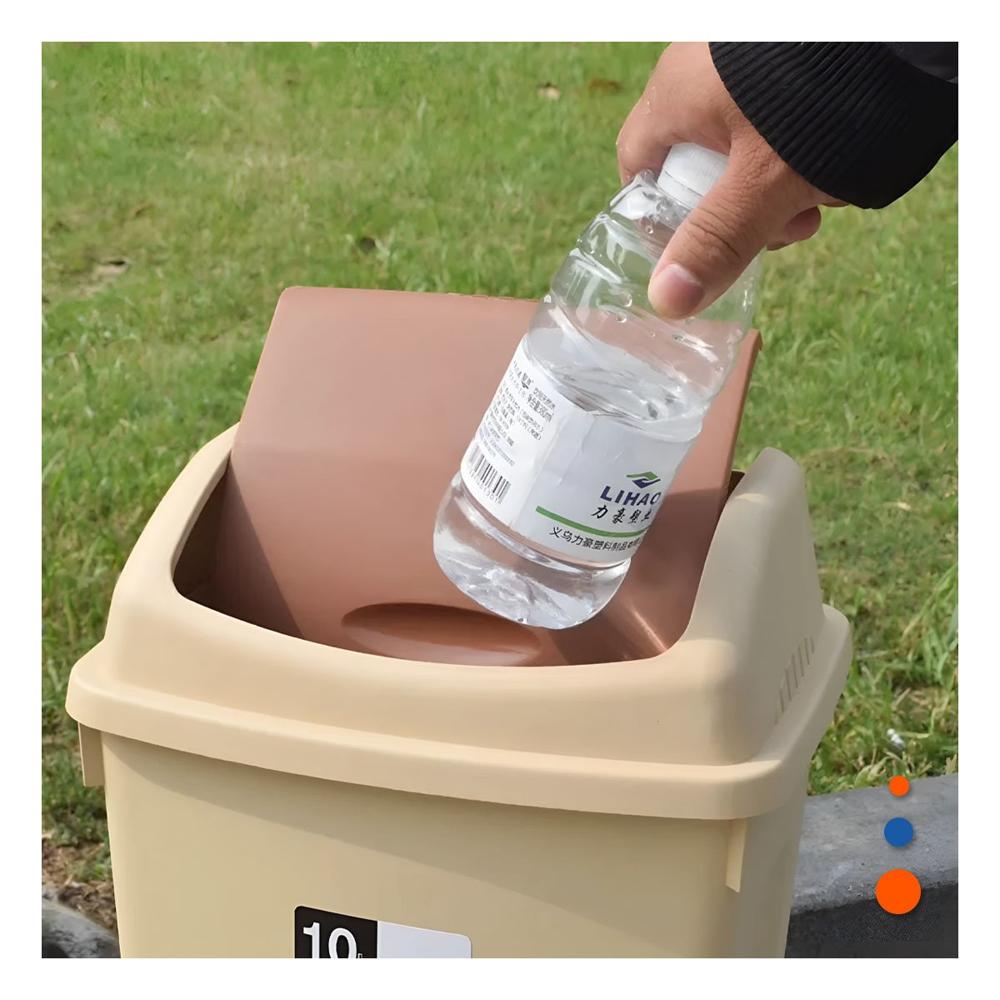 Tacho de Basura con Tapa Vaiven Color Marron y Capacidad 15L para Uso Diario