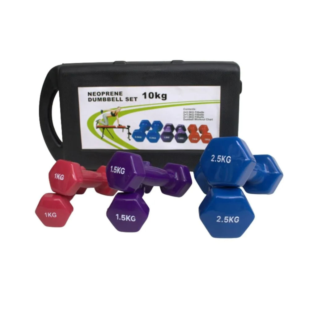 Set de Pesas de 10 Kg Variado con Maletín - 6 Pesas