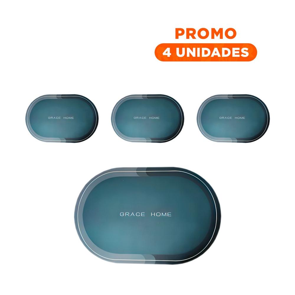 Pack4 Charola Ovalada Para Casa Azul Decorativa Y Practica Para Hogar