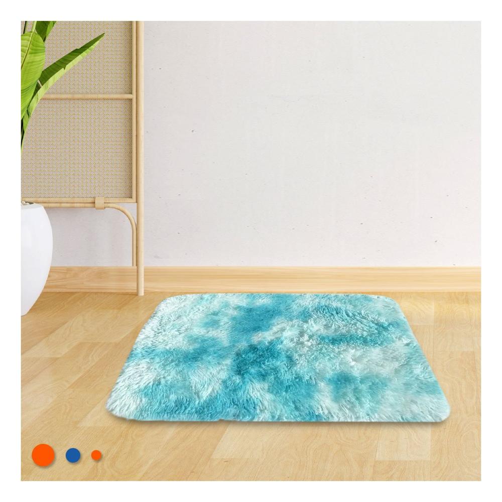 Alfombra Celeste y Blanco Rectangular con Dimensiones 40x60c
