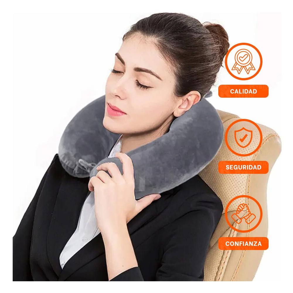 Almohada Color Plomo de Cuello para Viaje con Superficie de Terciopelo Agradable Y Papel Regalo