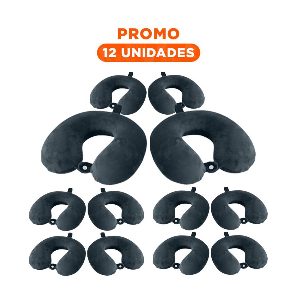 Pack12 Cojin de Viaje Cuello Terciopelo Plomo para Trayectos Largos