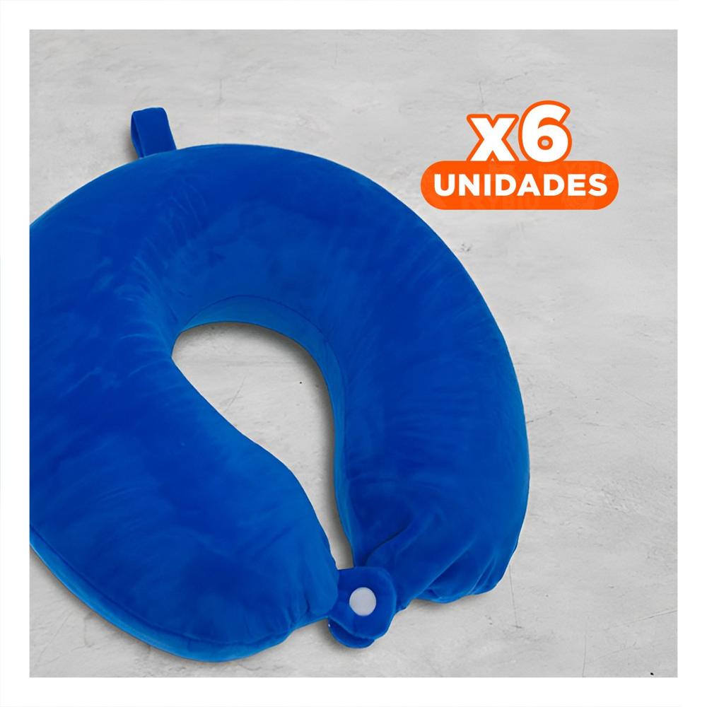 Pack6 Apoyo de Cuello Terciopelo para Viajar con Presencia Azul