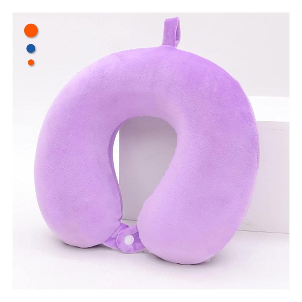 Almohada Color Lila de Cuello para Viajar con Superficie de Terciopelo Agradable Y Papel Regalo
