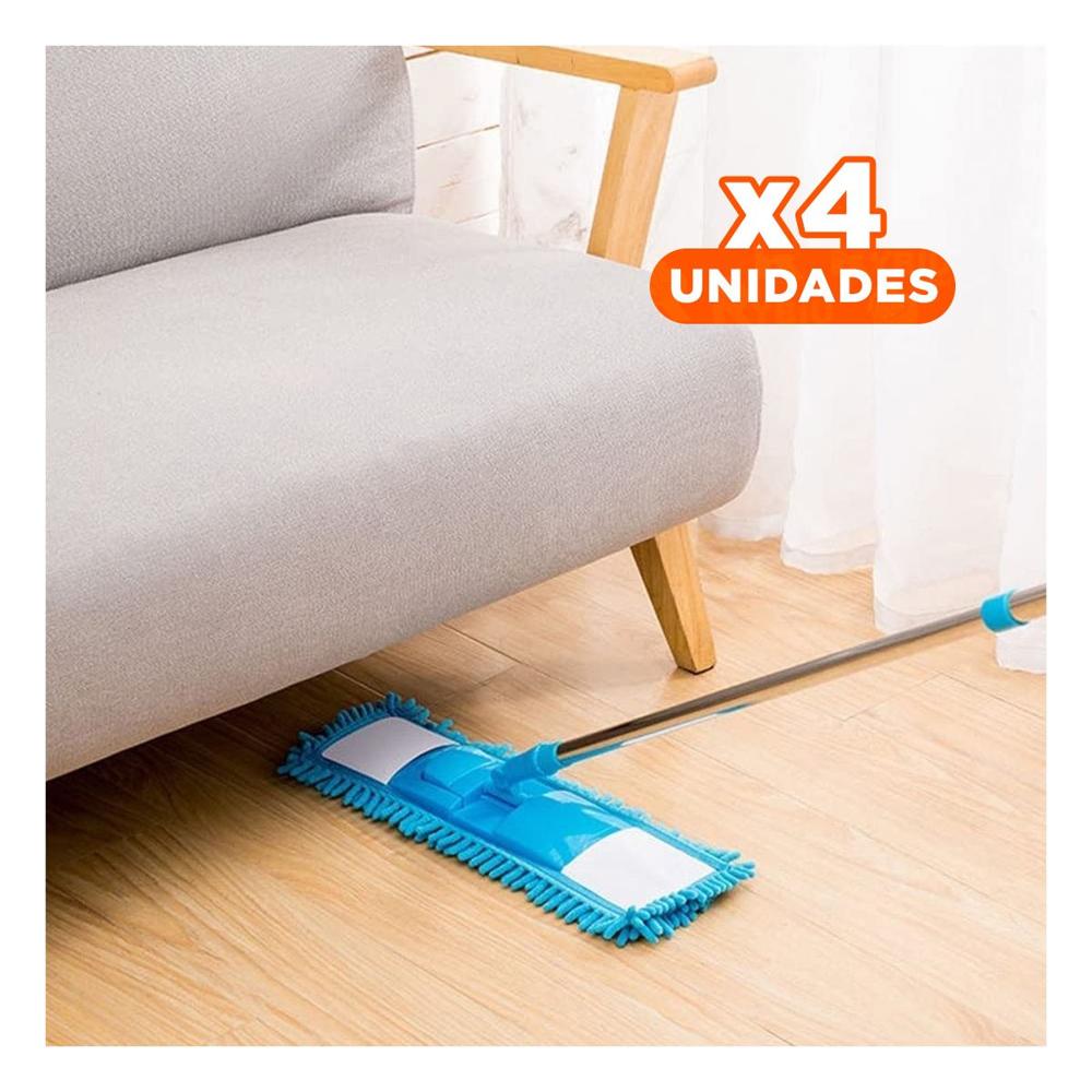 Pack4 Repuesto Rectangular de Microfibra Celeste para Limpieza del Hogar Y Regalo Sticker