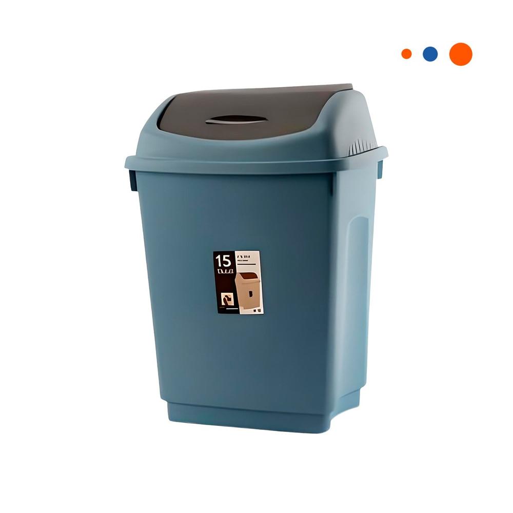 Tacho de Basura Vaiven con Tapa Azul y Formato Compacto de 15L Y Regalo Sticker