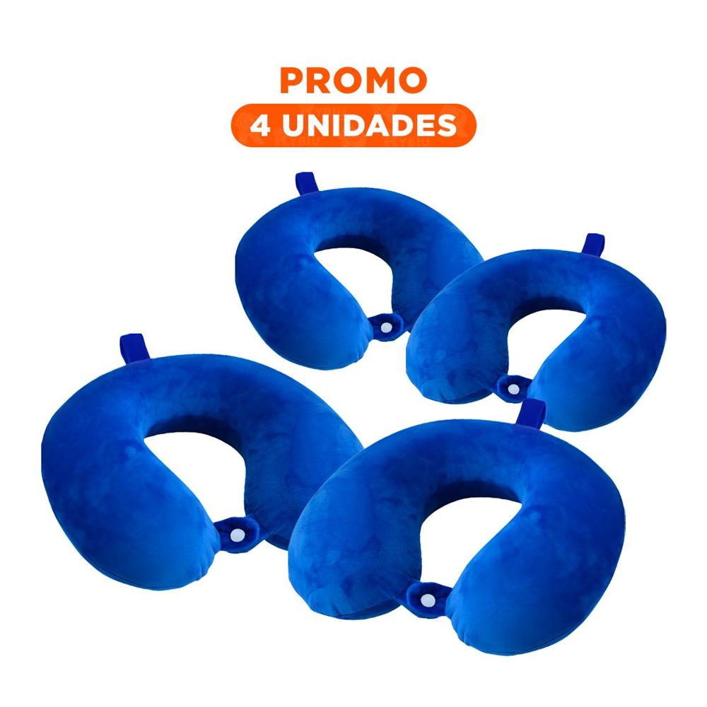 Pack4 Apoyo de Cuello para Viajar Color Azul con Superficie Acolchada