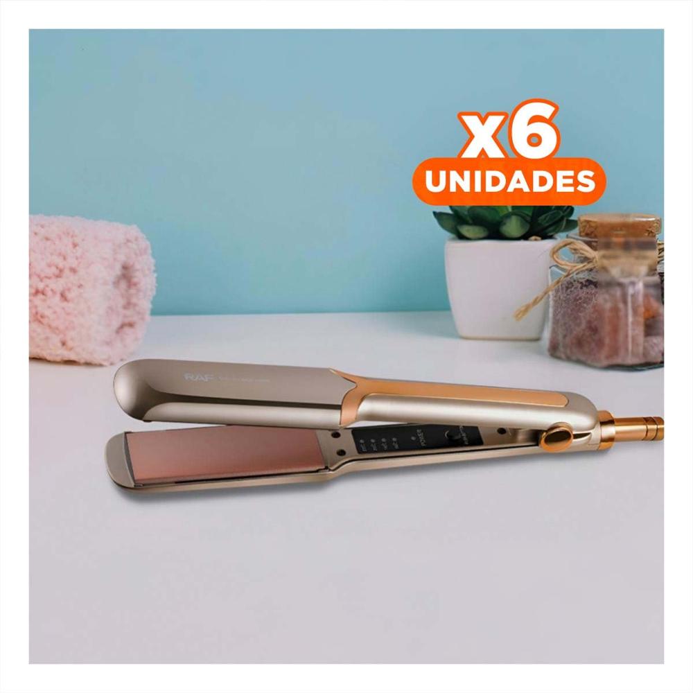 Pack6 Alisador de Cabello de Calentamiento Estable para Uso Diario Dorado