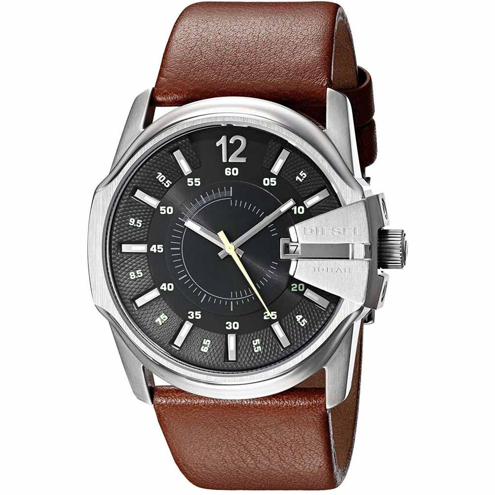 Reloj Diesel Master Chief DZ1617 Fecha Acero Inoxidable Correa De Cuero Marron