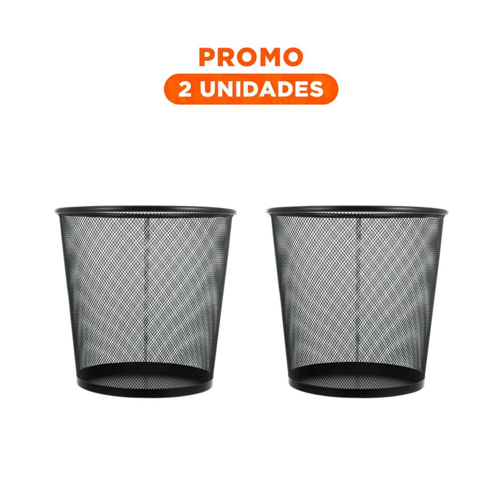 Pack2 Cesto de basura negro redondo malla metalica para sala dormitorio YRegalo Sticker