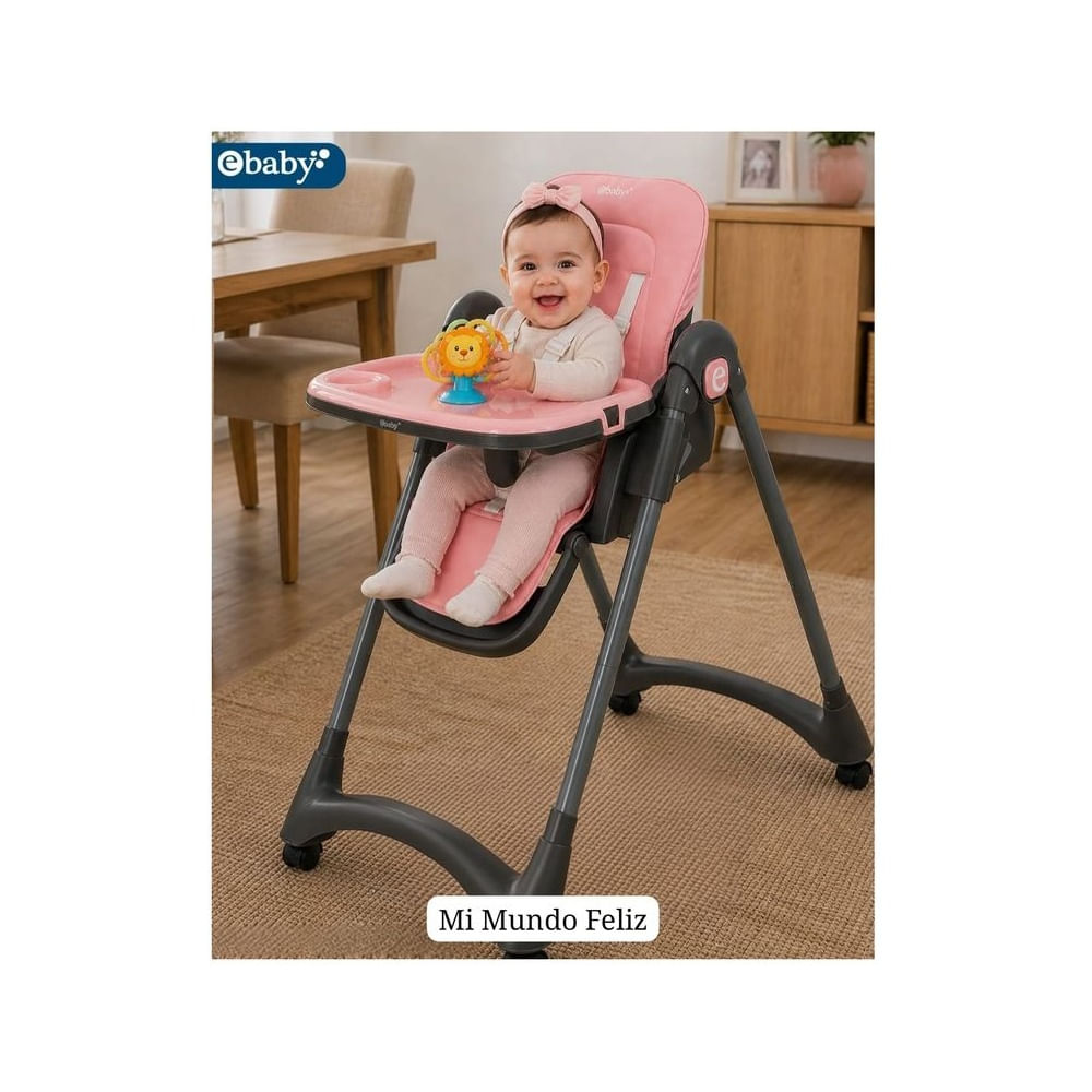 Silla de Comer para Bebe Plegable con Niveles de Altura Rosa Rosado claro
