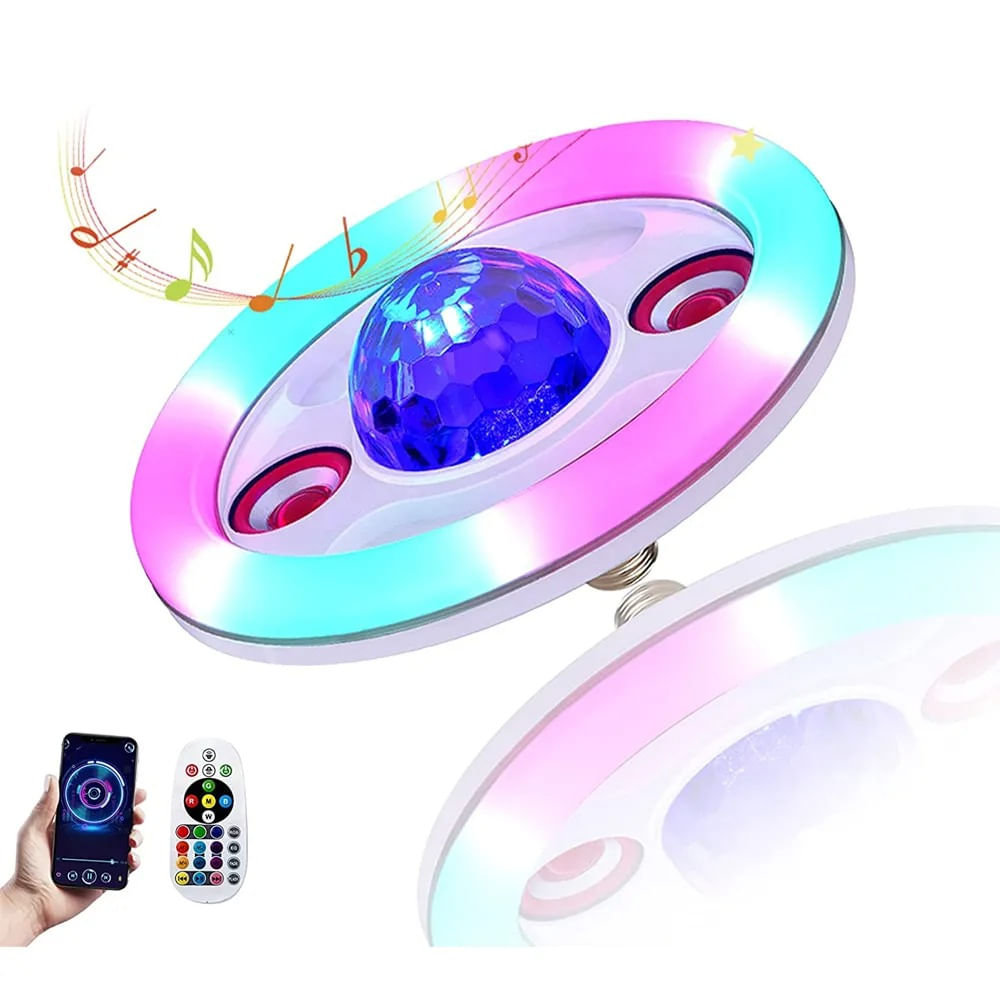 LÁMPARA LED DE TECHO CON PARLANTE BLUETOOTH RGB 600W Y CONTROL COLOR BLANCO