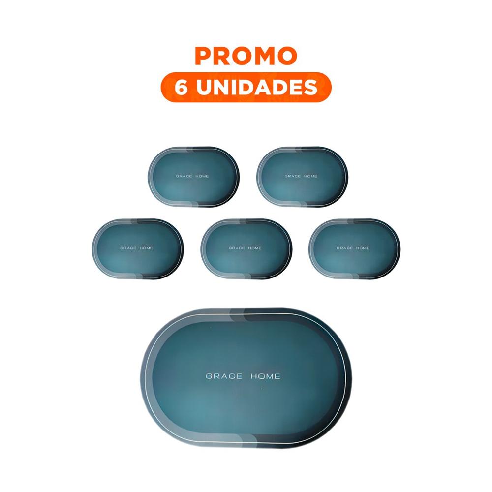 Pack6 Centroza Ovalado Para Mesa Hogar Azul Elegante Y Atractivo Y Regalo Sticker