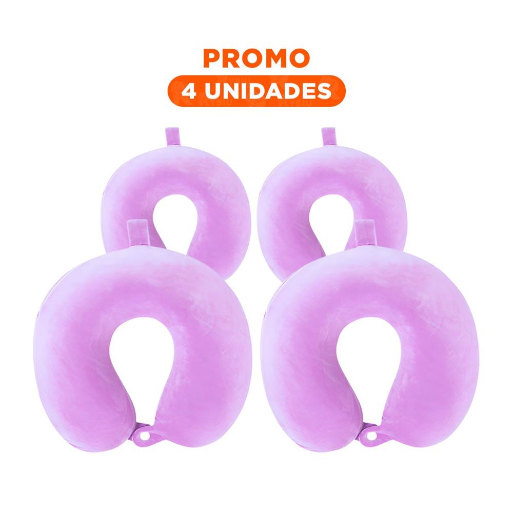 Pack4 Apoyo de Cuello para Viajar Color Lila con Superficie Acolchada