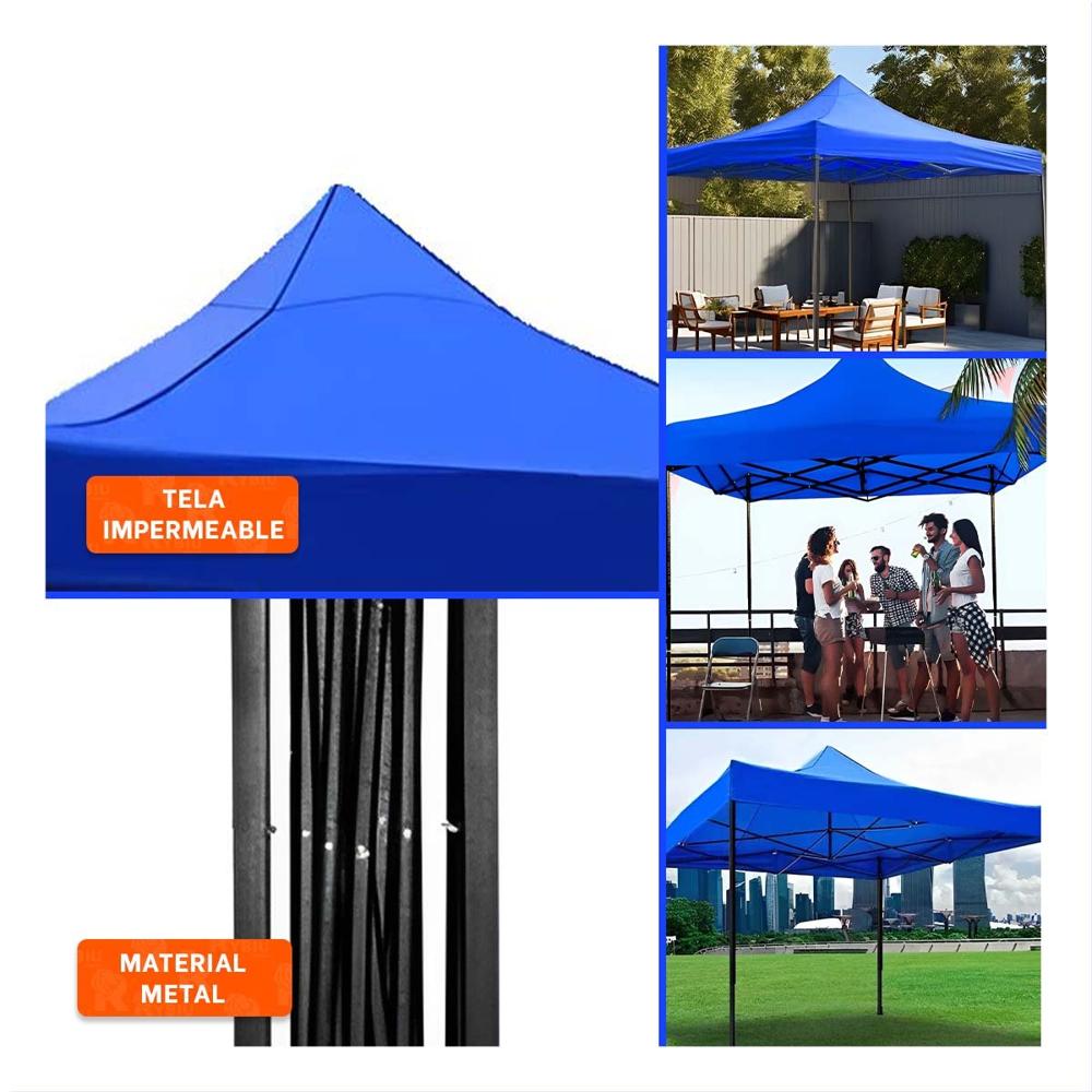 Toldo Plegable Color Azul para Eventos con Dimensiones Funcionales 3x3x2.3m Y Ligas Regalo