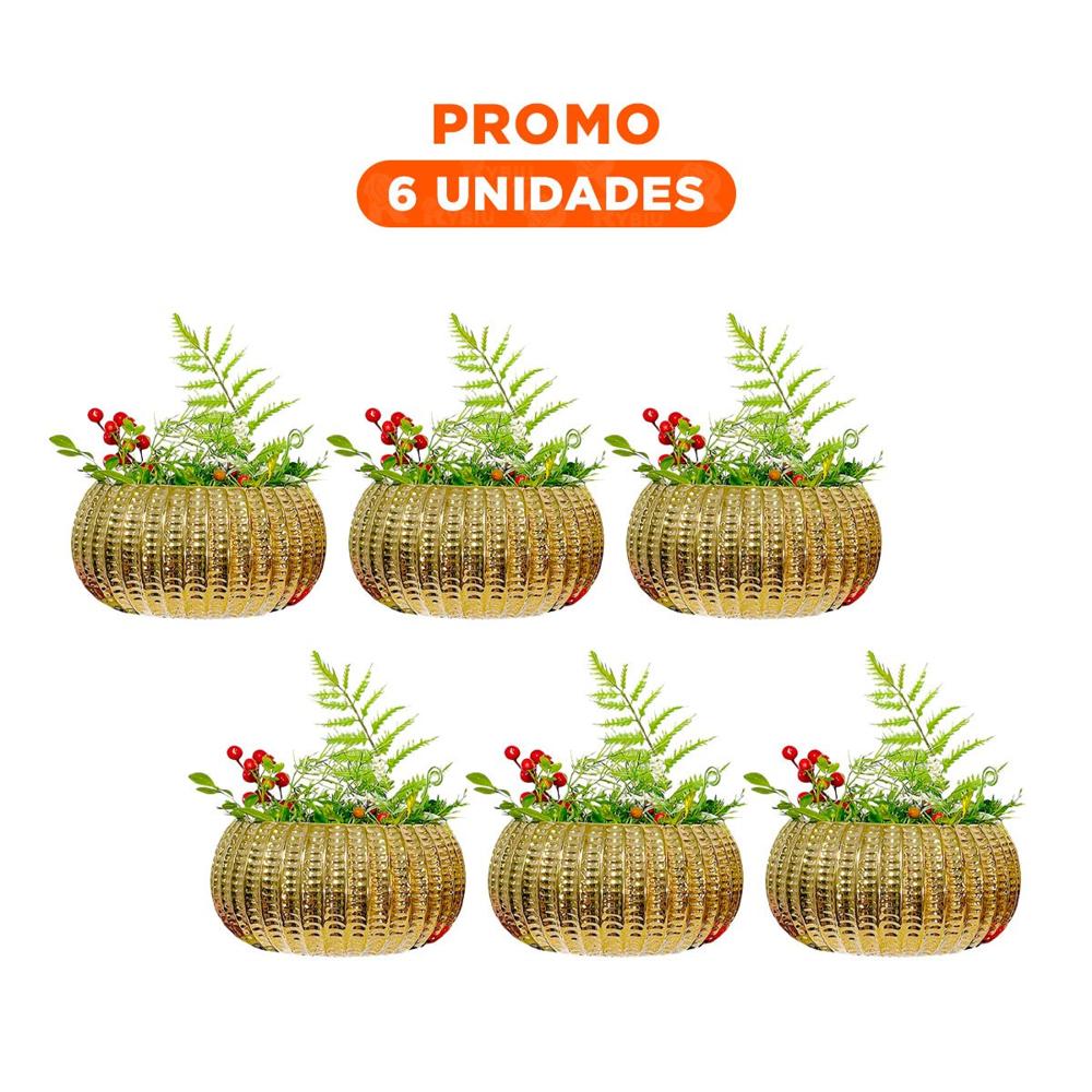 Pack6 Recipiente Moderno Ceramica Dorado 17.5x22x11.5cm Y Regalo Sticker