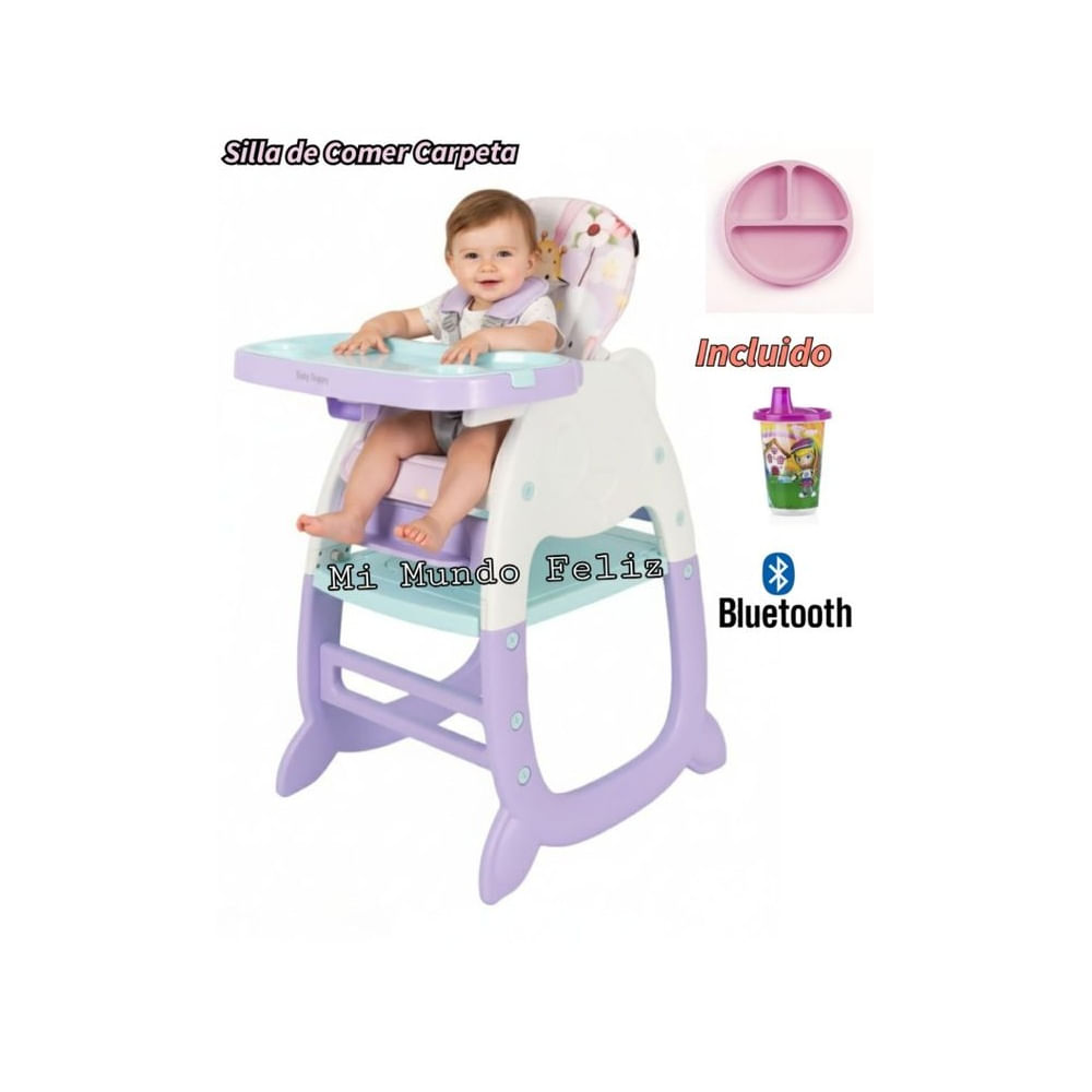 Silla de Comer Modelo Pandita Purple con Platito Lila