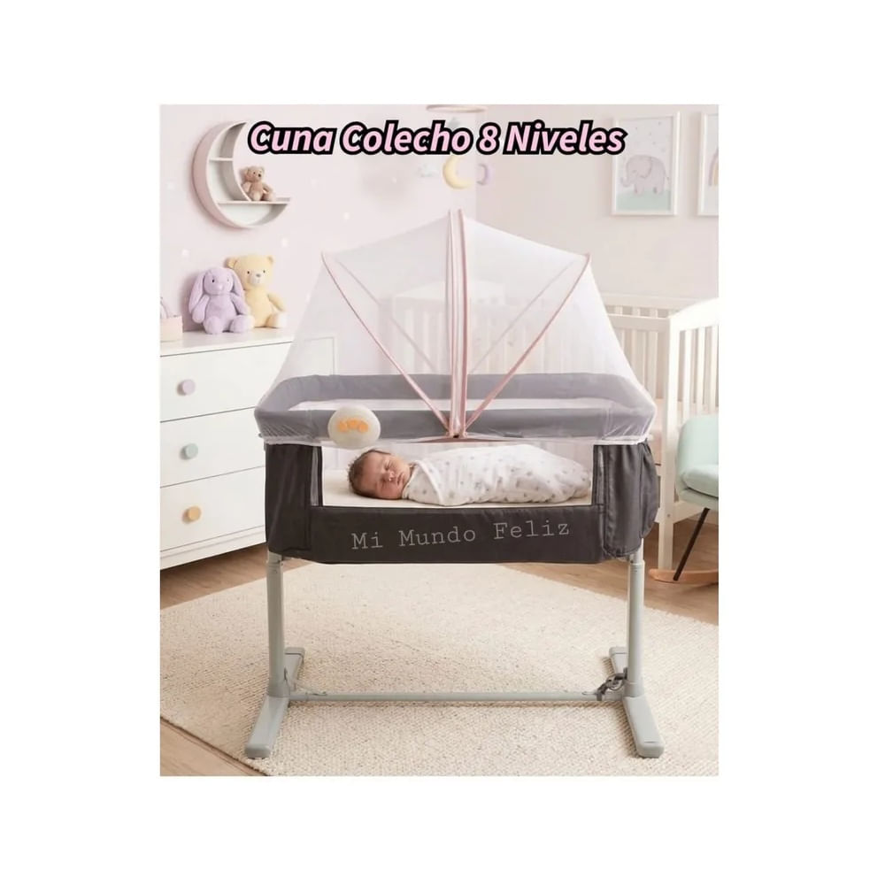 Cuna Colecho para Bebe Antireflujo 8 Niveles Altura ROSA Rosado claro