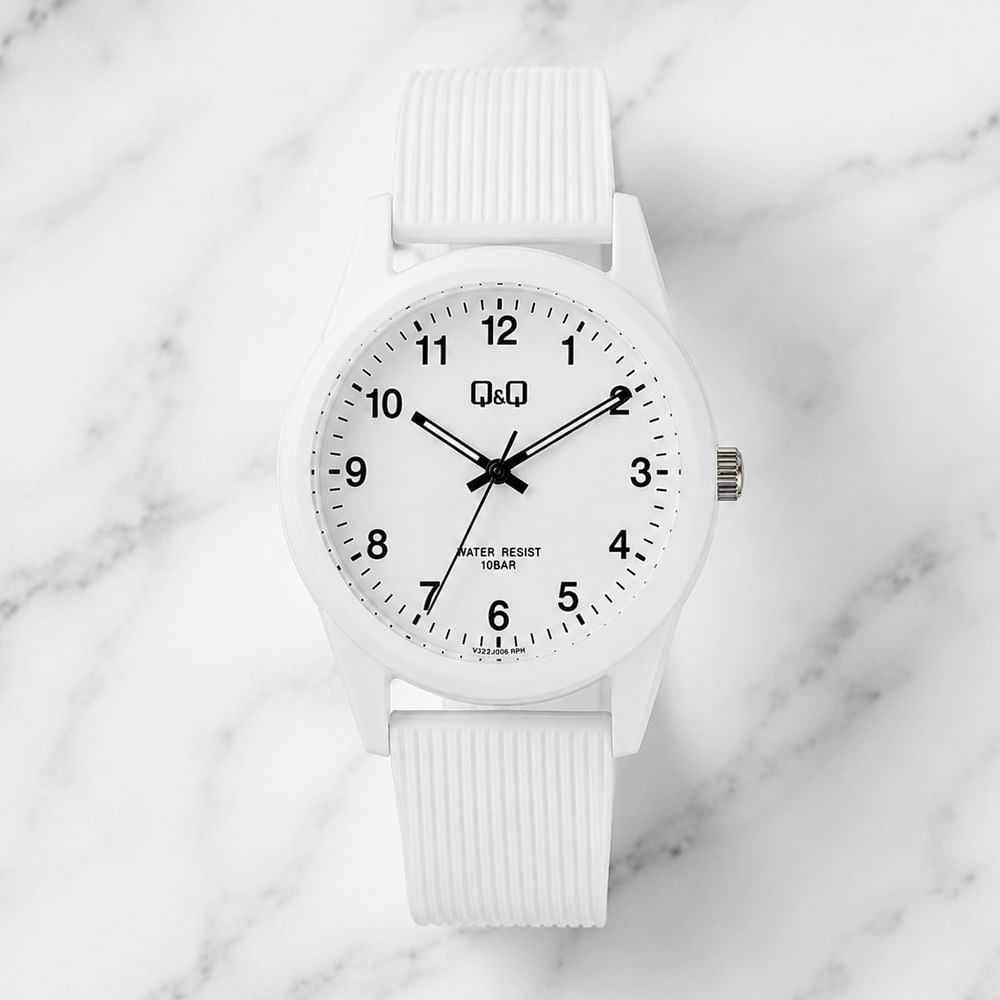 Reloj Mujer QyQ Blanco Estilo Casual Resistente al Agua Regalo Ideal para Uso Diario