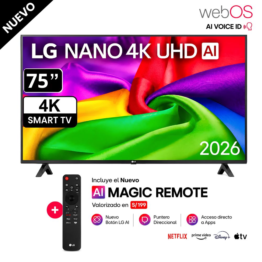 Televisor LG 75 NANO 4K UHD AI Smart TV 75NU800BPSBQ - 2026