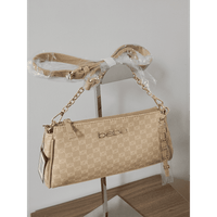 Cartera Crossbody  tipo Baguette  con correa ajustable Beige