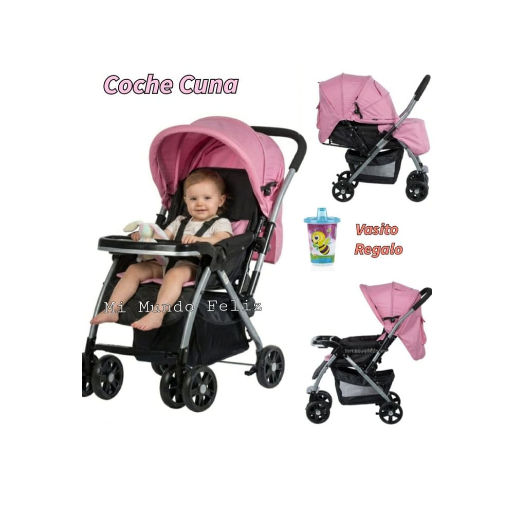 Coche para Bebe con Mango Reversible Rosa Rosado claro