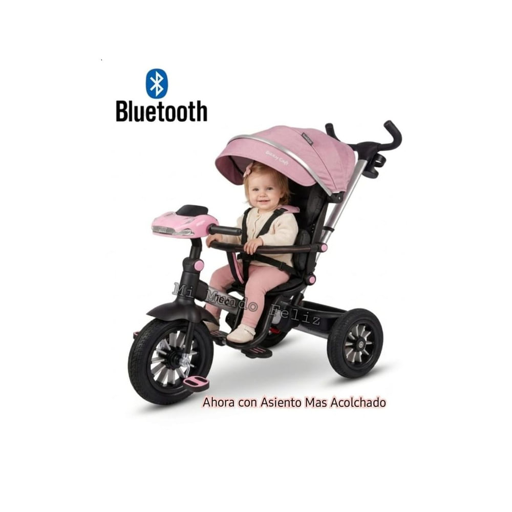 Triciclo para Niños Asiento Giratorio Bluetooth Rosa Rosa