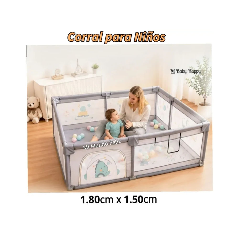 Corral para niños Corralito Infantil Gris