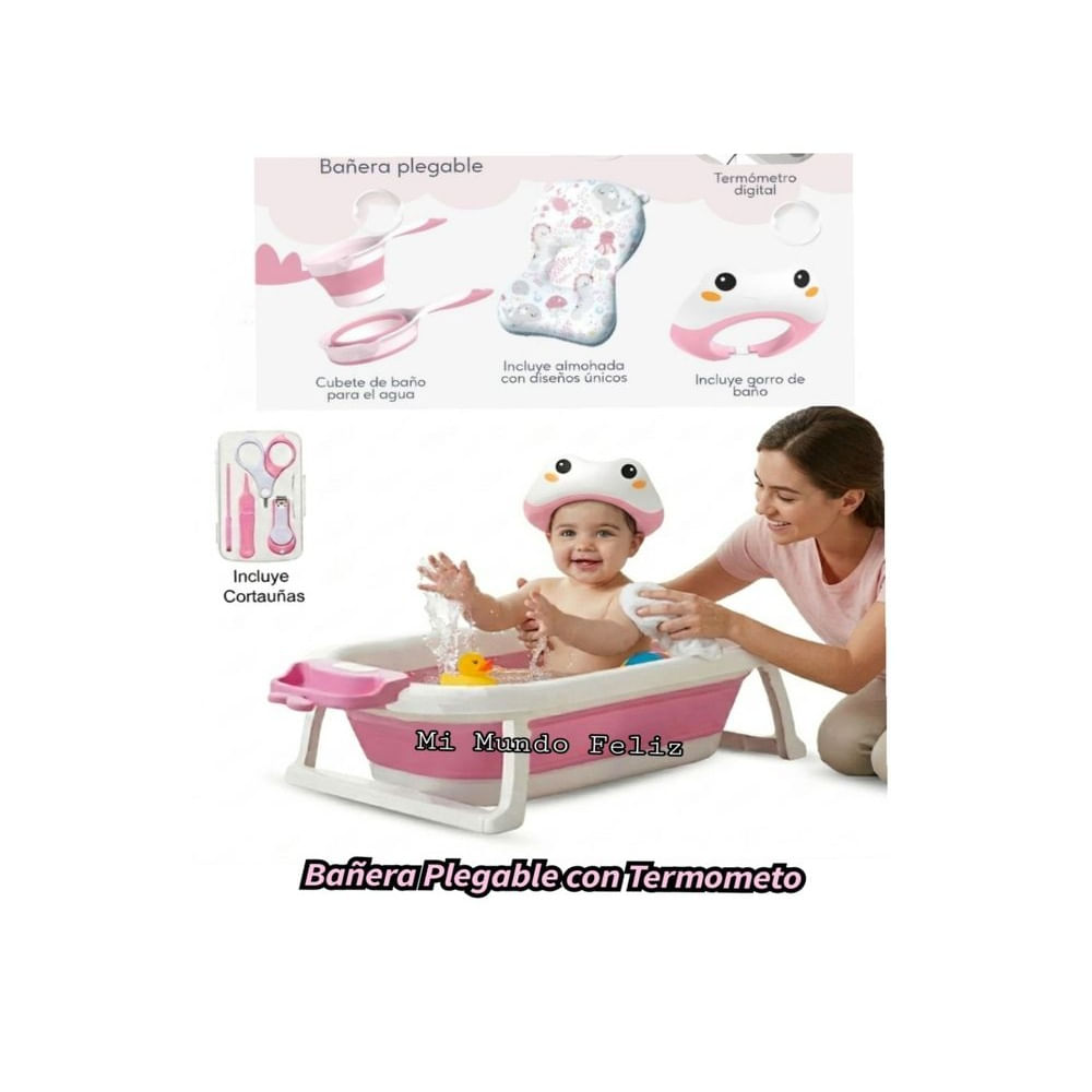 Bañera para Bebe Plegable con Termometro y Accesorios