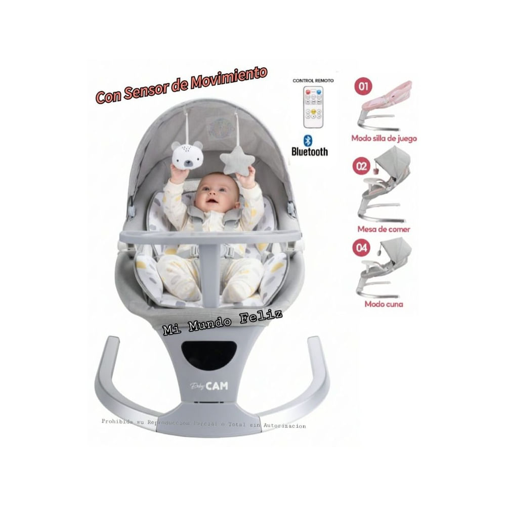Mecedora para Bebe Musical Automatica Sensor Gris 2026