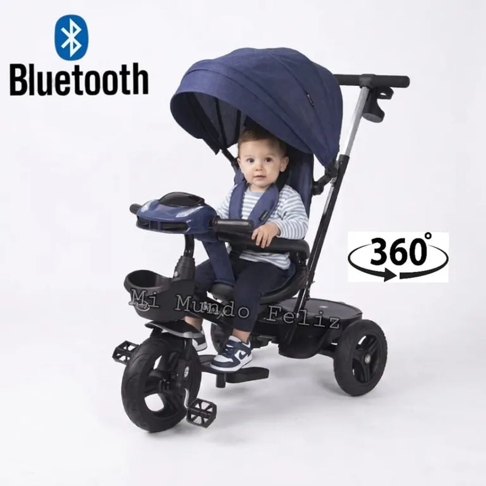 Triciclo para Niños Asiento Giratorio Bluetooth Blue Azul