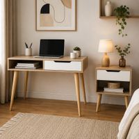 COMBO Velador con Escritorio Ágatha 1 Cajón Ventitas Home Duna
