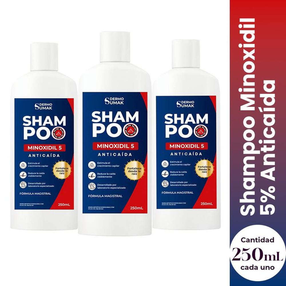 MINOXIDIL 5 POR CIENTO SHAMPOO 250ML - DERMO SUMAK 3 UND