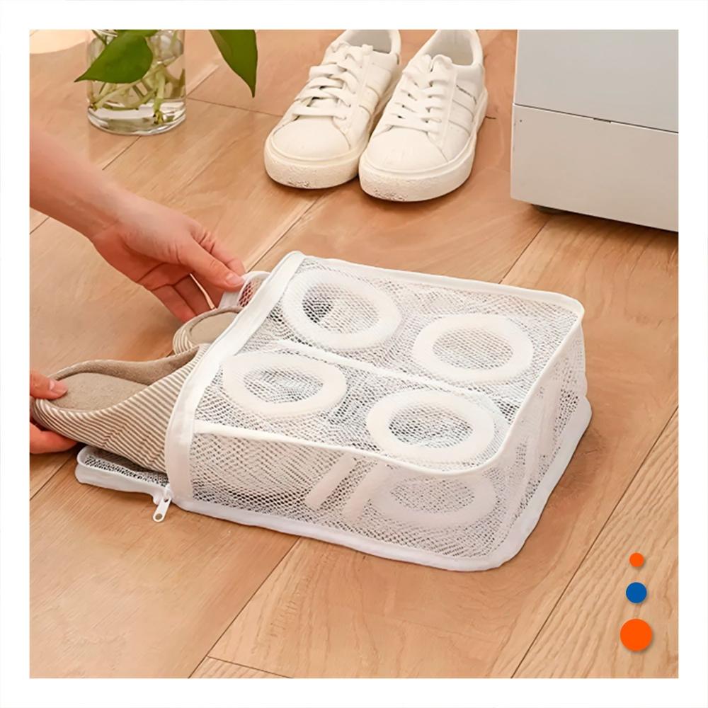 Bolsa Malla Lavadora Zapatos y Ropa Formato Rectangular Blanco Practico Y notas