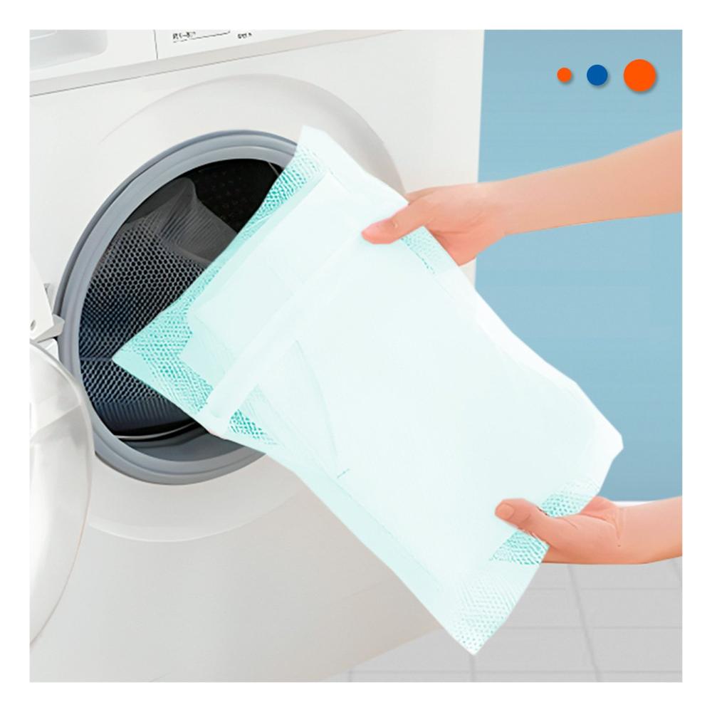 Bolsa Malla Lavado Ropa Forma Rectangular 40x30cm Celeste Fino Uso Diario Y Papel Regalo