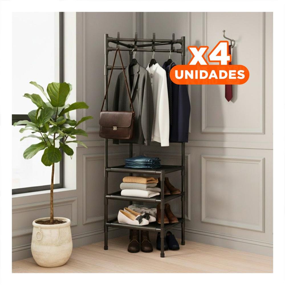 Pack4 Organizador de Esquina con Zapatera y Perchera para Casa y Hogar Y Papel Regalo