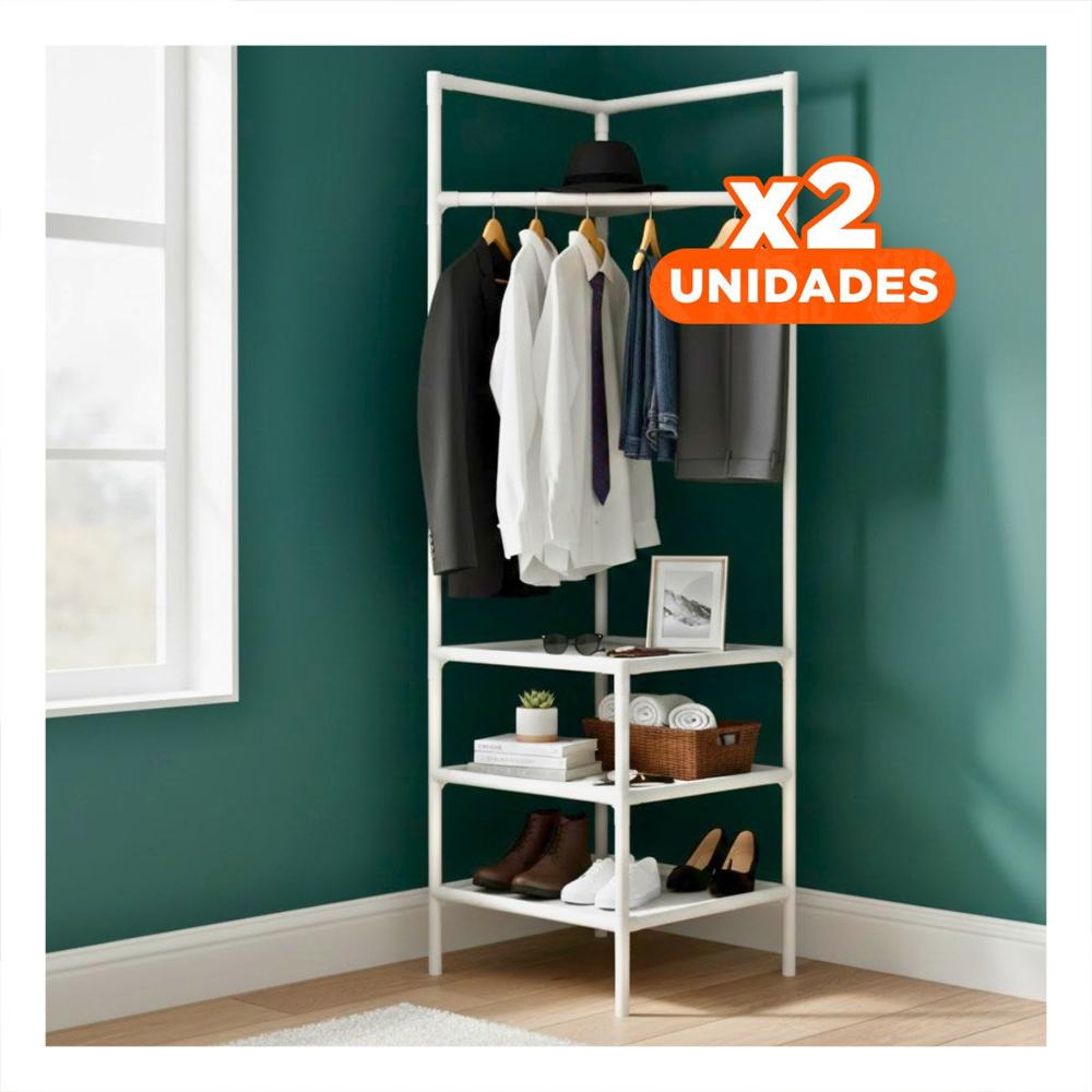 Pack2 Mueble de Almacenamiento con Perchera y Area para Calzado Y Papel Regalo