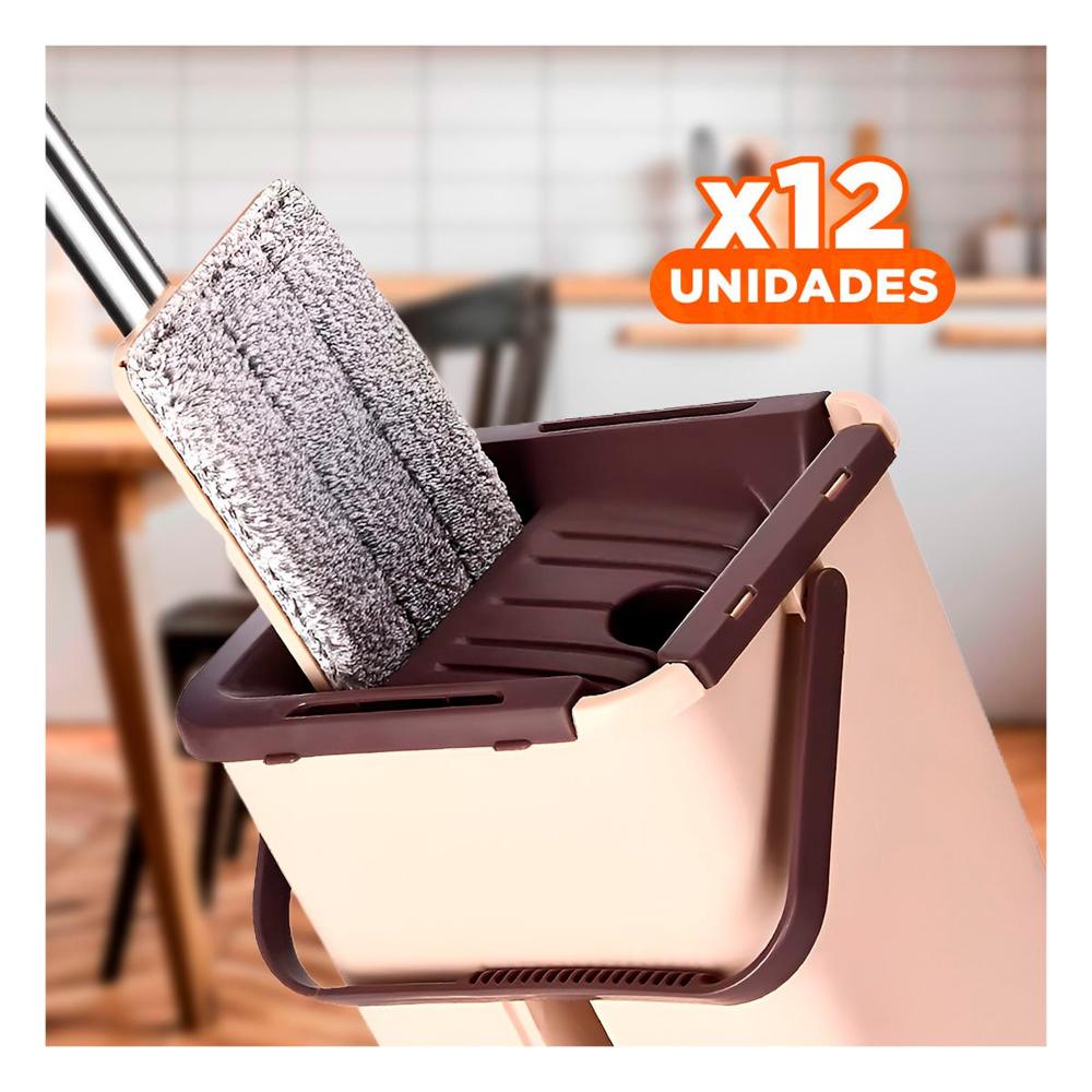 Pack12 Kit de Limpieza 360 con Balde Centrifugador Beige y Marron Hogar Y Papel Regalo