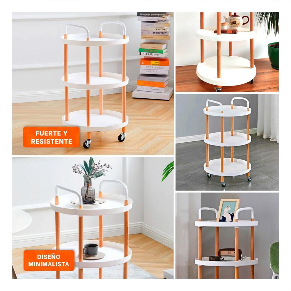Soporte 3 Niveles Circular con Asa Blanco para Uso en Casa Y Ligas Regalo