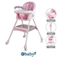 Silla de comer Ebaby Lulu Fuscia Con Ruedas Doble bandeja