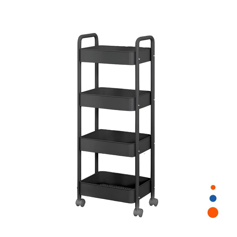 Organizador de Metal Negro con 4 Niveles Movil con Ruedas y Asas para Casa Y Regalo Sticker