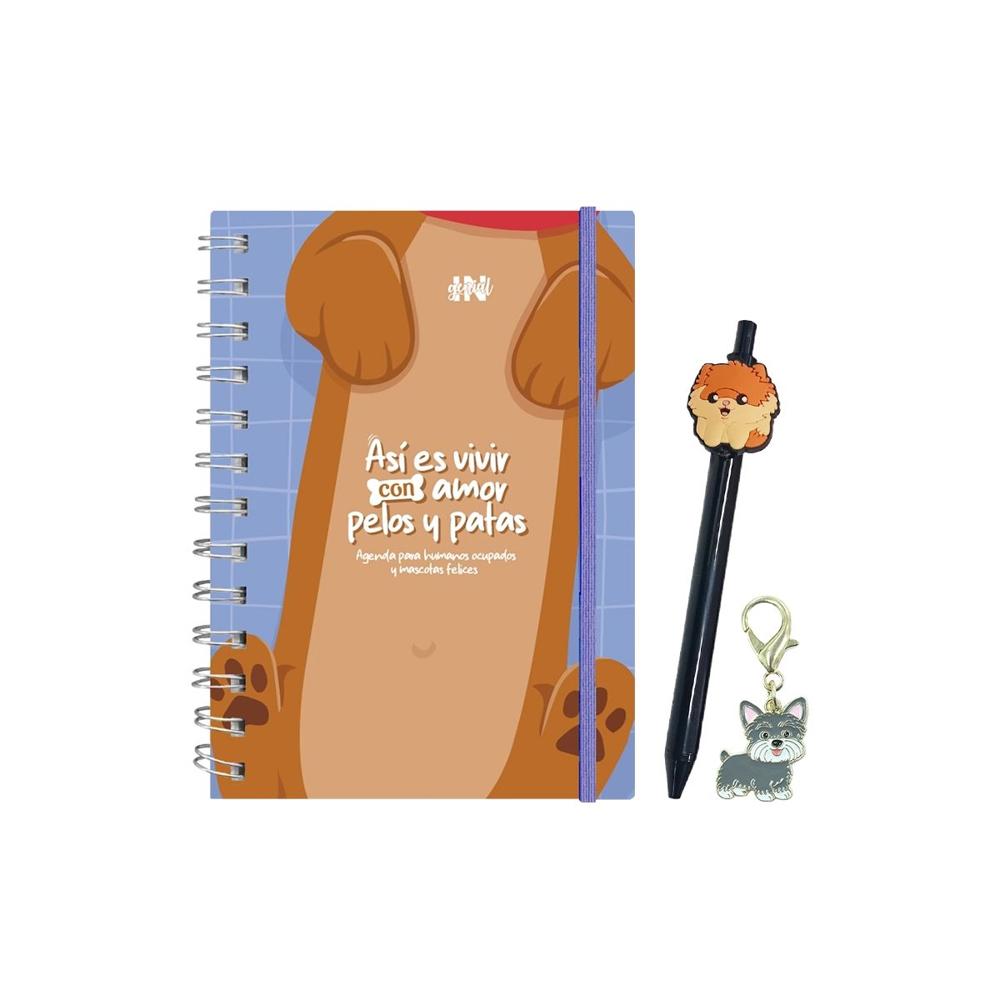 Pack Dog lover - agenda para dueños de mascotas. lapicero y llavero
