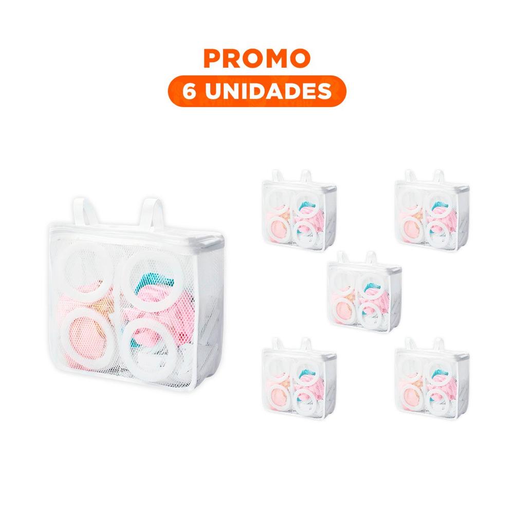 Pack6 Bolso Malla Protectora Zapatos y Ropa Diseno Rectangular Blanco Y Regalo Sticker