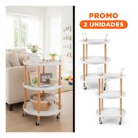 Pack2 Mueble 3 Niveles Circular con Asa Blanco Para Uso Diario y Limpieza Y Regalo Sticker