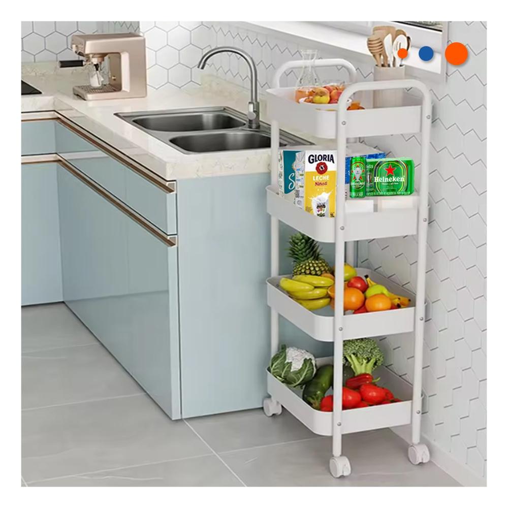 Organizador Carrito Blanco de Metal con 4 Niveles y Ruedas para Hogar Y notas