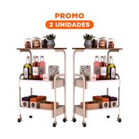 Pack2 Mueble Carrito con Mesa 3 Niveles Estilo Compacto con Ruedas Blanco Y Regalo Sticker